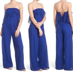 Free People “Lemoncello” Blue Lace Jumpsuit